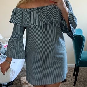 Boutique off the shoulder stripe dress
